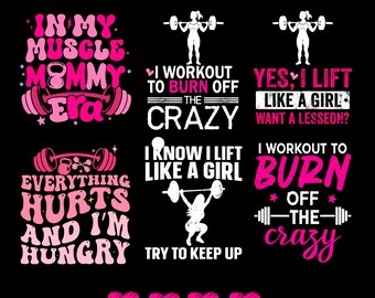 Workout Motivation SVG PNG Bundle: Boho Hippie Fitness Design (Digitaler Download)