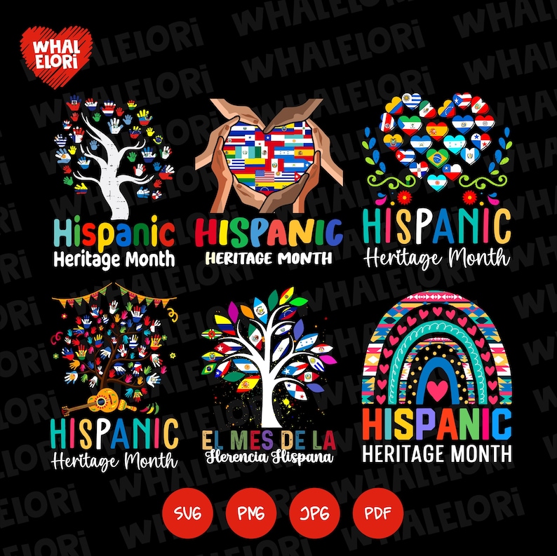 Groovy National Hispanic Heritage Month Bundle, Country Flag Tree Roots ...