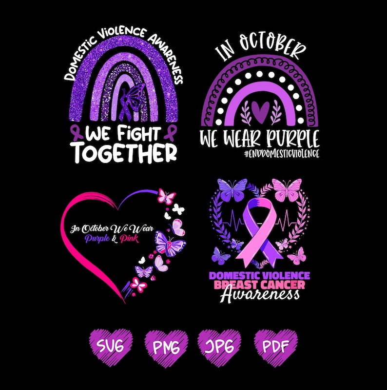 Domestic Violence Awareness Svg Png Bundle, Coquette Bow, Stop Domestic ...