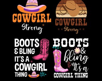 Retro Cowgirl Collage png svg Bundle: Western PNG SVG Designs (Digitaler Download