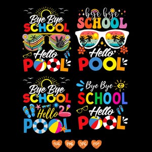 Hej då skolan, hej pool och strand 2026-paket, svg, png, sista skoldagen, png, uppskattning av lärare, lärarskola, sommarslut
