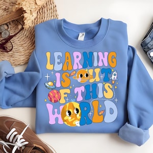 Aprender es de otro mundo (svg, PNG), Regreso a la escuela (Png), Astronauta (Png), Diseño de sublimación, Espacio de dibujos animados (Png), Planetas coloridos (Png)