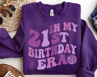 In My 21ST Birthday Era Svg Png, Groovy 21 Years Old Birthday Svg, Birthday Party, Girl Birthday Party PNG, Girl Birthday Designs Png Svg