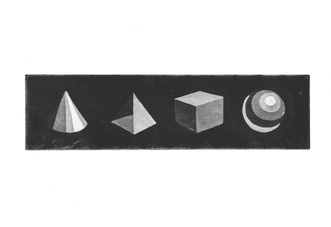 A3 Geometric Print, Printmaking, Etching, Tone, Limited Edition ...