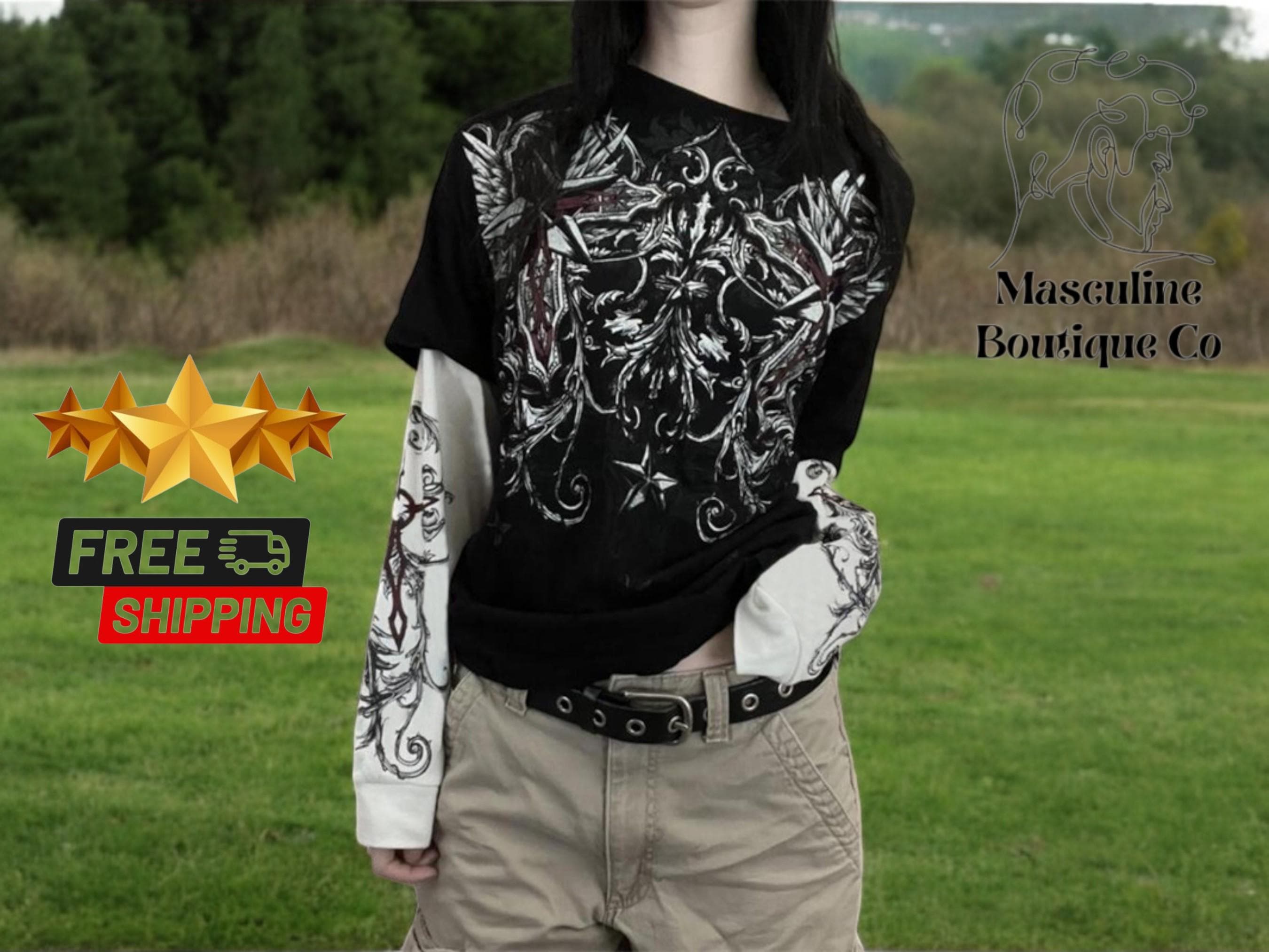 Graphic Long Sleeve Tee Men Y2k - Etsy Graphic Long Sleeve Tee Men Y2k - Etsy