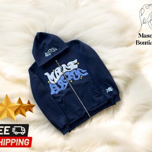 Chaqueta con estampado de letras llamativas / Elegante sudadera con cremallera / Sudadera con capucha estilo hip-hop Y2K / Sudadera holgada unisex / Sudadera moderna para parejas
