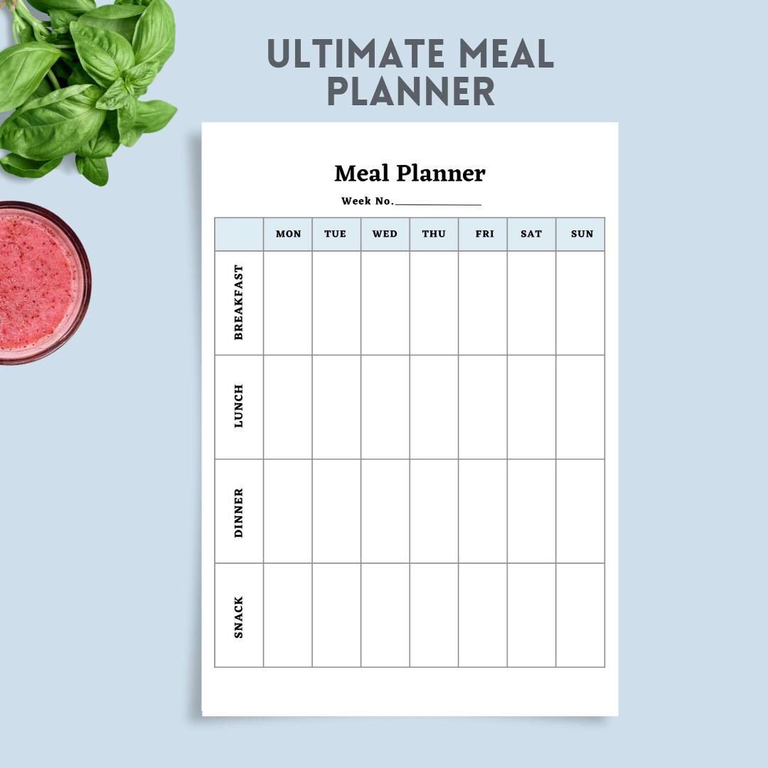 Ultimate Weekly Meal Planner Printable | Digital Meal Planning Template ...
