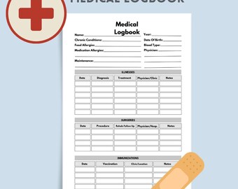 Medical Logbook Printable | Personal Health Record | Medical History Tracker | Instant Download PDF