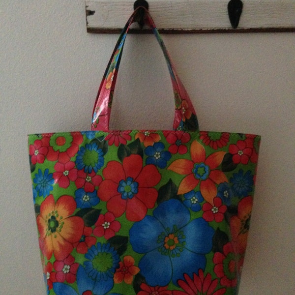 Beth's Big Lime Green London Oilcloth Market Tote Bag