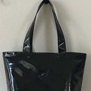 Beth's Medium Black Oilcloth Market Tote Bag