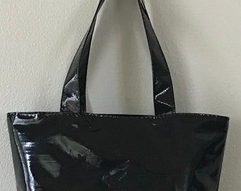 Beth's Medium Black Oilcloth Market Tote Bag