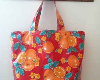 Beth's Big Red Oranges Oilcloth Market Tote Bag