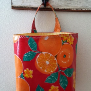 Beth's Red Oranges Oilcloth Car Auto Trash Receptacle Bag image 1