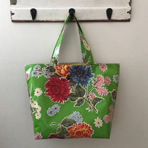 Beth's Big Green Mum Oilcloth Market Tote Bag image 1