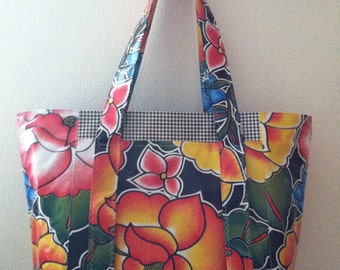 Beth's Black Tejuana Oilcoth Multi Market  Tote bag