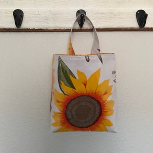 Beth's Sunflower oilcloth car trash bag hanging receptacle