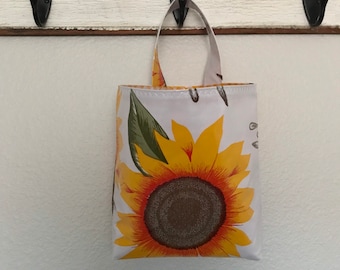 Beth's Sunflower oilcloth car trash bag hanging receptacle