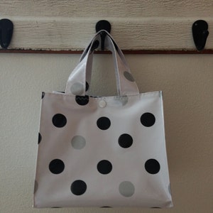 Beth's Black and Silver Dot Oilcloth Lunch Box image 1