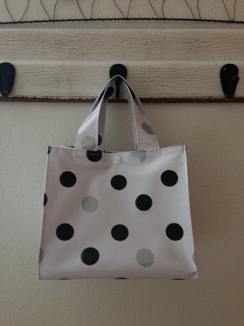 Beth's Black and Silver Dot Oilcloth Lunch Box image 1