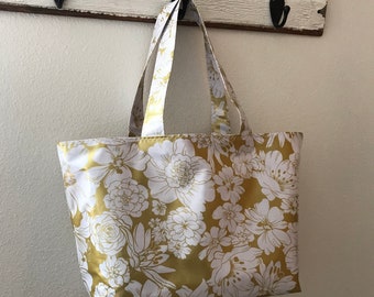 Beth's Large Mixed Vintage Floral Oilcloth Market Tote Bag in multiple colors
