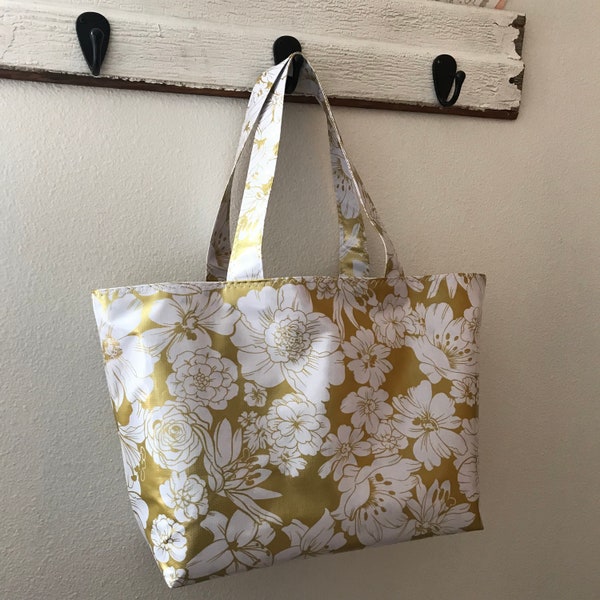 Beth's Large Mixed Vintage Floral Oilcloth Market Tote Bag in multiple colors