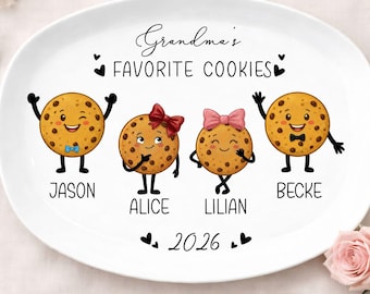 Grandma's Favorite Cookies Plate, Grandma Gift, Personalized Plate With Grandkids Names, Grandma Plate Keepsake, Mother's Day Gifts for Gigi