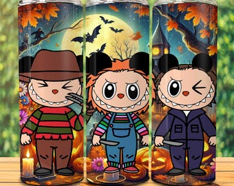 Cartoon Killers 20oz Tumbler Wrap, Funny Spooky Doll Cartoon 20oz Skinny Tumbler Wrap Png, Gift for Kids Png, Cartoon Png, Instant Download