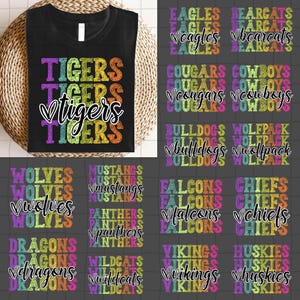 Neon Mascot Png Bundle, Favorite Team, Mascot Shirt Design, School Spirit Mascot Shirt Team, CUSTOM Mascot Team Name, Digital File