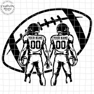 Personalized 2 Football Players Svg, Custom Name and Number, Game Day Svg, American Football Svg, Football Team Svg, Football Season Svg