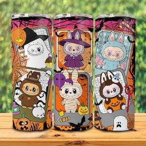 Halloween monsterpop 20 oz rechte beker wrap ontwerp, kawaii monsters Halloween 20oz png voor sublimatie, perfect als cadeau voor kinderen