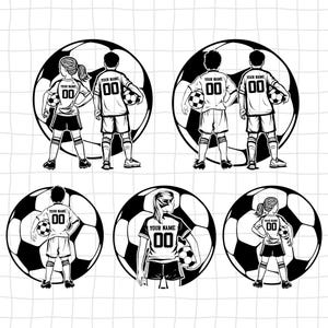 Gepersonaliseerde naam Svg, voetbalmeisje speler Svg, voetballer Svg, Soccer Boy Svg, voetbal Clipart, voetbal Png, voetbal moeder Cutfile