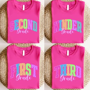 Neon Checkerboard Back to School PNG Bundle, Coquette School Grade Png, Kindergarten Png, 1st 2nd 3rd 4th Grade Png, Colorful Png