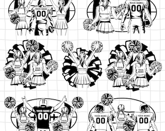 Cheerleader Svg, Football Player Svg, Football Name Svg, Cheer Dance Svg, Football Shirt ,Football Season, Cheer Clipart, Png Dxf Eps