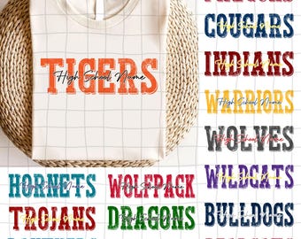 CUSTOM High School Mascot Team Digital File, School Spirit, Custom Mascot Team, Touchdown Season, Football Team Game Day, Distressed Png