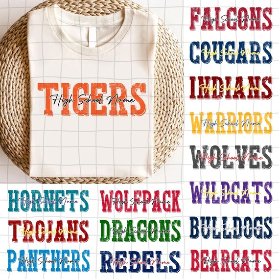 CUSTOM High School Mascot Team Digital File, School Spirit, Custom Mascot Team, Touchdown Season, Football Team Game Day, Distressed Png