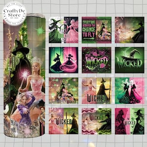 Wicked Tumbler png, Wicked The Musical Tumbler 20oz png, Wicked Musical Tumbler Wrap, Witches Movie Changed For Good 20oz Tumbler Wrap