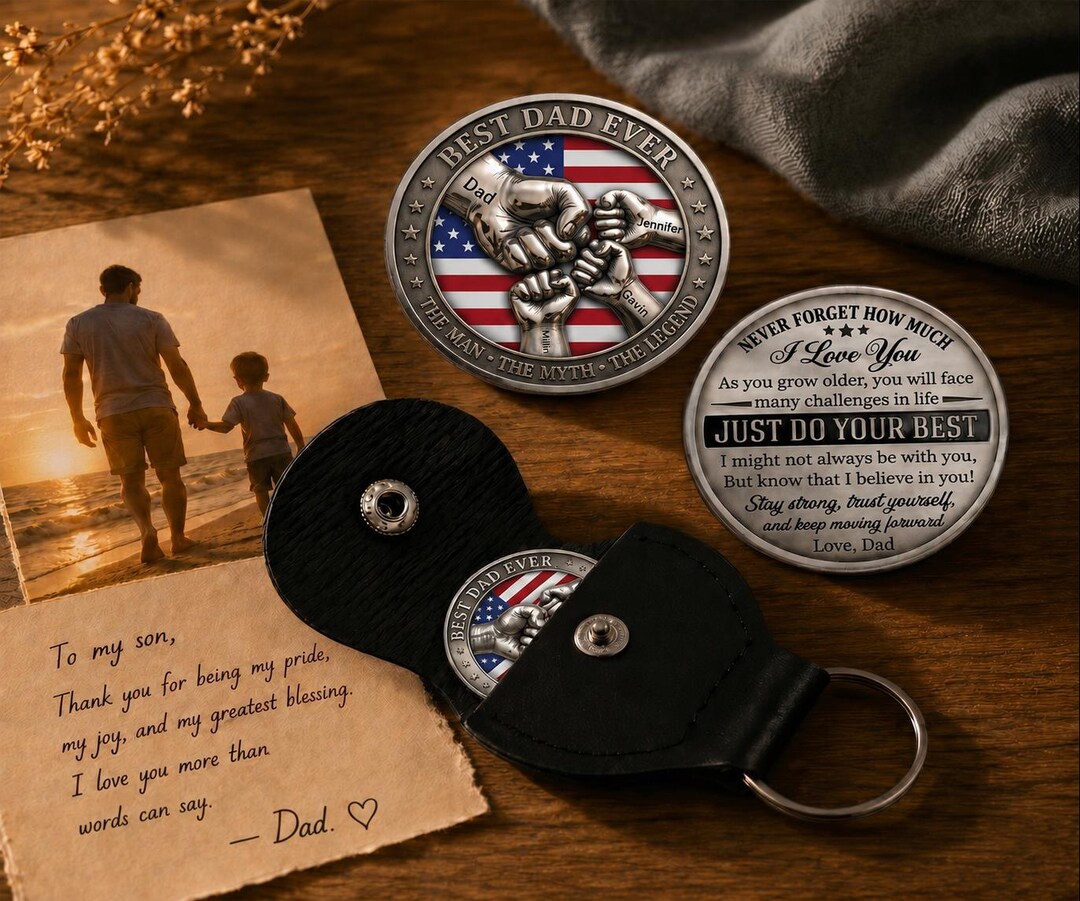 USA Flag Pocket Hug for Dad, Personalized Father's Day Gift, Engraved ...