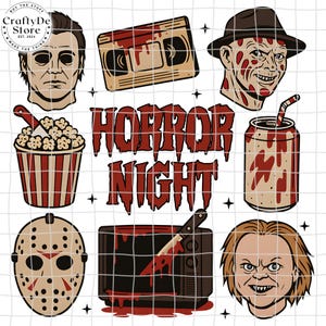 Nuit d'horreur png, Halloween drôle png, personnages d'horreur, Halloween rétro png, tueurs d'horreur png, films d'horreur png, horreur d'Halloween png