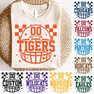 Custom Helmet Checkered Mascot Team Png, Checker Football Season Png, Game Day Png, School Spirit Png, Football Team Png, Touchdown Season