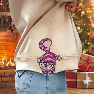Funny Cat Side Bow Embroidery Design, Side Bow Sweatshirt Embroidery Design,  Trendy Embroidery For Sweatshirt, Cartoon Embroidery File