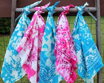 Boho Cotton Tie Dye Bandanas, Pink Face Masks, Blue Hiking Bandanas, Tie dye bandana gift for her,  Summer Festival Head Wrap