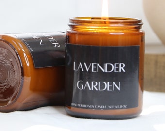 Lavender Candle | Soy Candle | Amber Candle | Floral Scented Candle| Flower Candle | Strong Scented Candle | Aromatherapy Candle