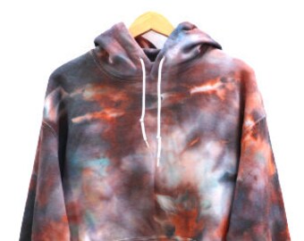 Tie Dye Hoodie, Gift for Her, Tie Dye Sweatshirt, Tie Dye Watercolor Hoodie, Grunge Tie Dye, Summer Hooded Sweatshirt, LARGE