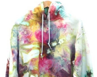 Hand Dyed Tie Dye Hoodie, Tie Dye Loungewear Sweatshirt, Tie Dye Hoodie, Streetwear Apparel, Festival Tie Dye, Beach Sweatshirt, LARGE