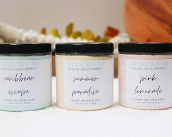 Whipped Soap Trio Gift Set, Bath Salt Gift Set, Spa Gift, Candle Gift Set, Mother's Day Gift Box, Self Care Box, Whipped Soap Set, Bath Set