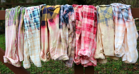 Custom Flannel Shirt, Oversized Bleached Flannel … - image 1