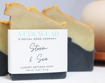 Storm & Sea Soap Bar, Amber Driftwood Soap, Musk Scented Soap, Masculine Soap, Cold Process Soap, Artisan Soap, Bath and Body Gift