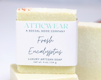 Eucalyptus Soap Bar, Eucalyptus & Pink Sea Salt Soap, Exfoliating Soap, Spa Night Soap, Handmade Soap Gift, Gift for Mom, Self Care Gift