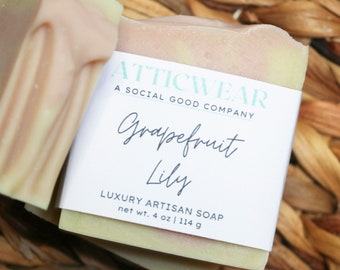 Grapefruit Lily Soap Bar, Cold Process Soap, Moisturizing Soap, Fruity Soap, Fruity scented Soap,Christmas Gift, Holiday Gift, Ready to Ship