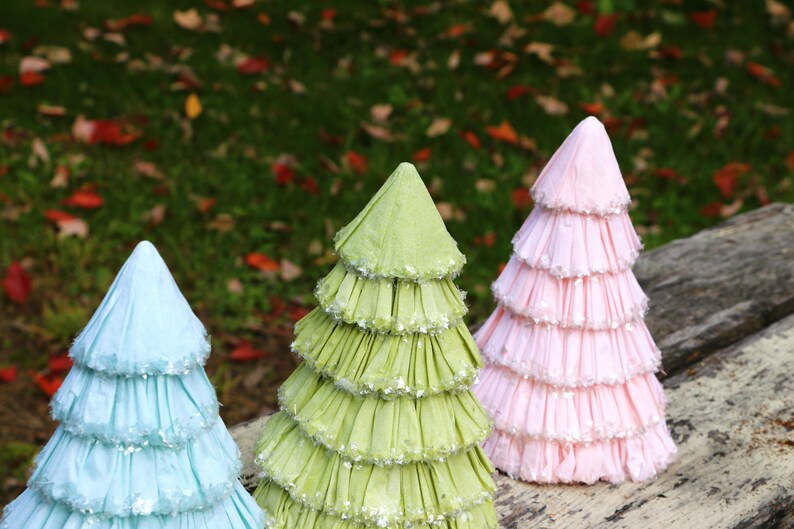 Crepe Paper Mache Trees Pink Christmas Tree Pink Paper Mache Etsy